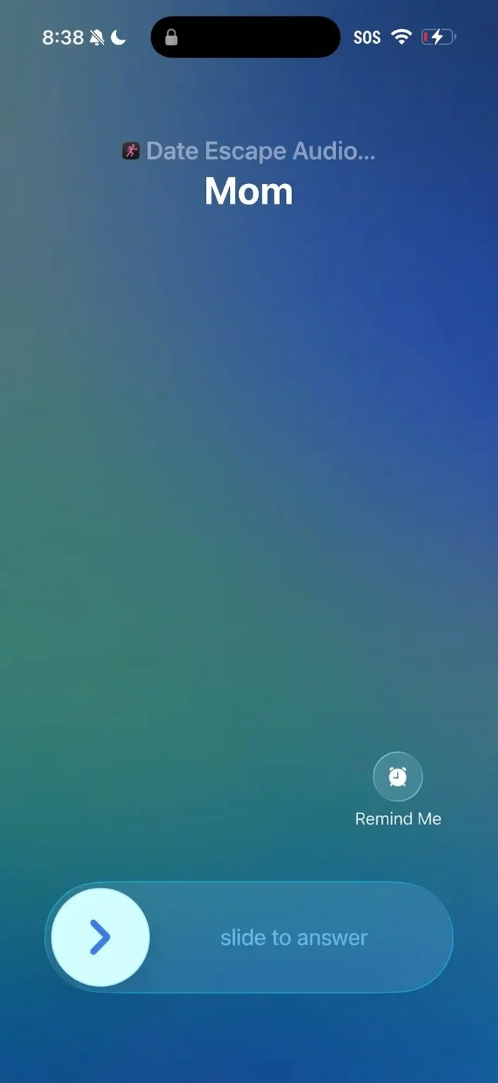 Incoming call from Mom — your phone rings, you're free